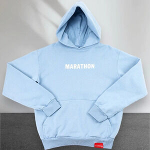 The Marathon Clothing MARATHON LEISURE HOODIE LIGHT BLUE/WHITE Size M